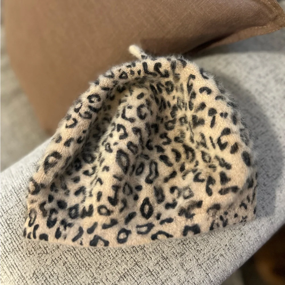 Animal Print Rabbit Fur blend Leopard Print Beret hat